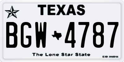 TX license plate BGW4787
