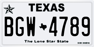 TX license plate BGW4789
