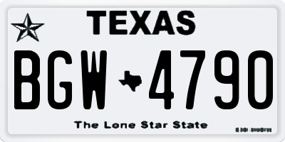 TX license plate BGW4790