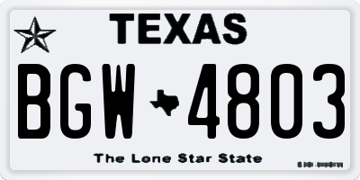 TX license plate BGW4803