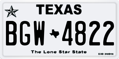 TX license plate BGW4822
