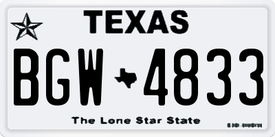 TX license plate BGW4833