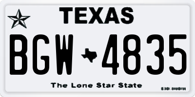 TX license plate BGW4835
