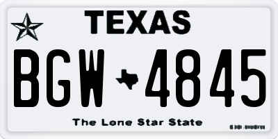 TX license plate BGW4845