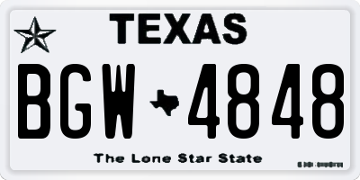 TX license plate BGW4848