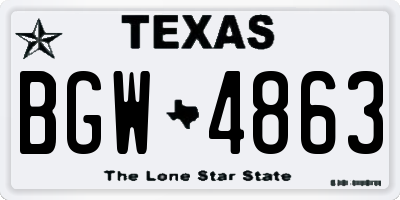 TX license plate BGW4863