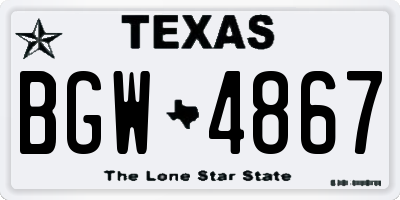 TX license plate BGW4867