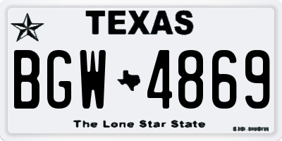 TX license plate BGW4869
