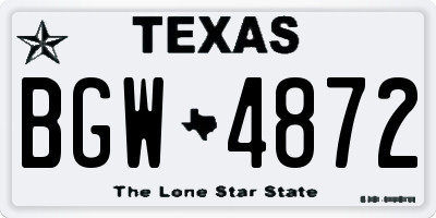TX license plate BGW4872