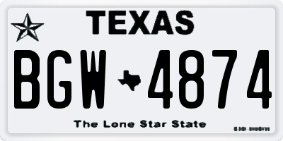 TX license plate BGW4874