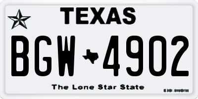 TX license plate BGW4902