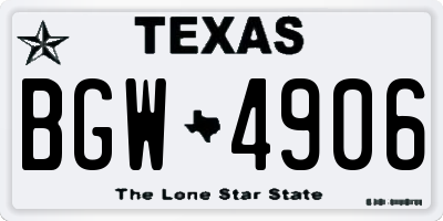 TX license plate BGW4906