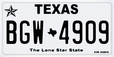 TX license plate BGW4909