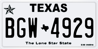 TX license plate BGW4929
