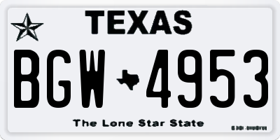 TX license plate BGW4953