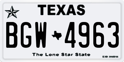 TX license plate BGW4963
