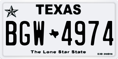 TX license plate BGW4974