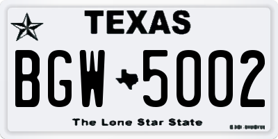 TX license plate BGW5002