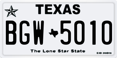 TX license plate BGW5010