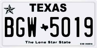 TX license plate BGW5019