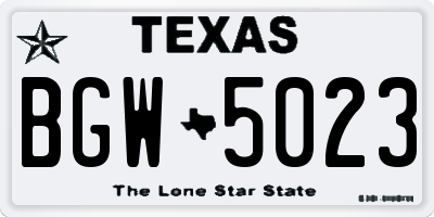 TX license plate BGW5023