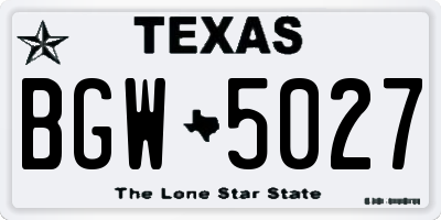 TX license plate BGW5027