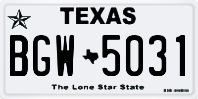 TX license plate BGW5031