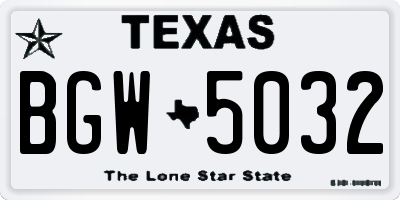 TX license plate BGW5032