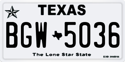 TX license plate BGW5036