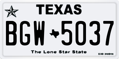 TX license plate BGW5037