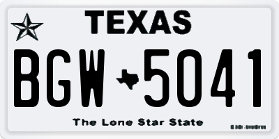 TX license plate BGW5041