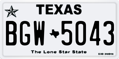 TX license plate BGW5043