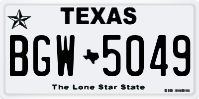 TX license plate BGW5049