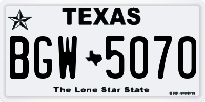 TX license plate BGW5070