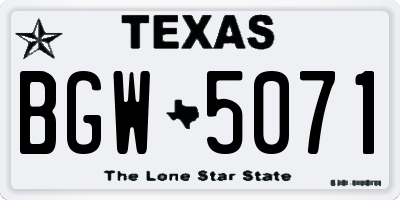 TX license plate BGW5071