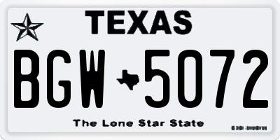 TX license plate BGW5072