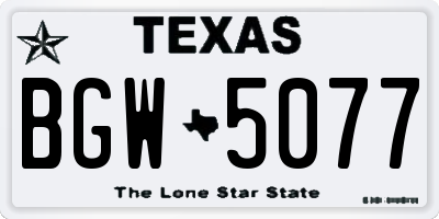 TX license plate BGW5077