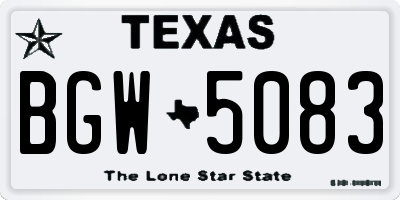 TX license plate BGW5083
