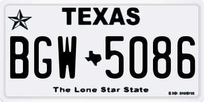 TX license plate BGW5086