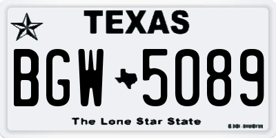 TX license plate BGW5089