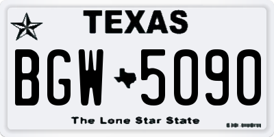 TX license plate BGW5090