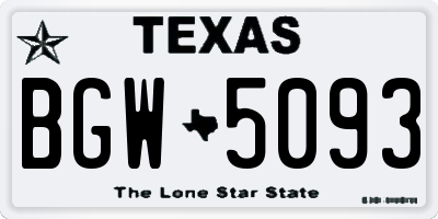 TX license plate BGW5093