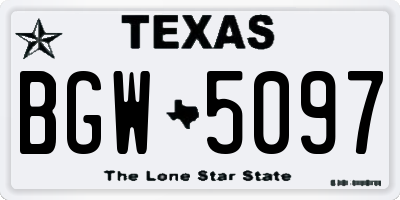 TX license plate BGW5097
