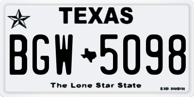 TX license plate BGW5098