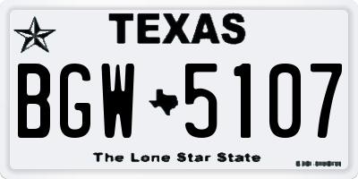 TX license plate BGW5107