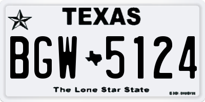 TX license plate BGW5124