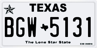 TX license plate BGW5131