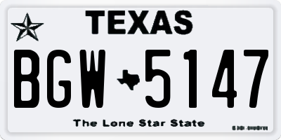 TX license plate BGW5147