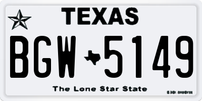 TX license plate BGW5149