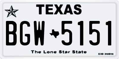 TX license plate BGW5151